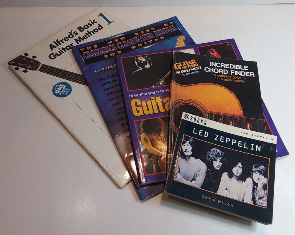 Guitar Books Beginner Expert CCR Zeppelin Lesson Softcover Misc Lot of 5