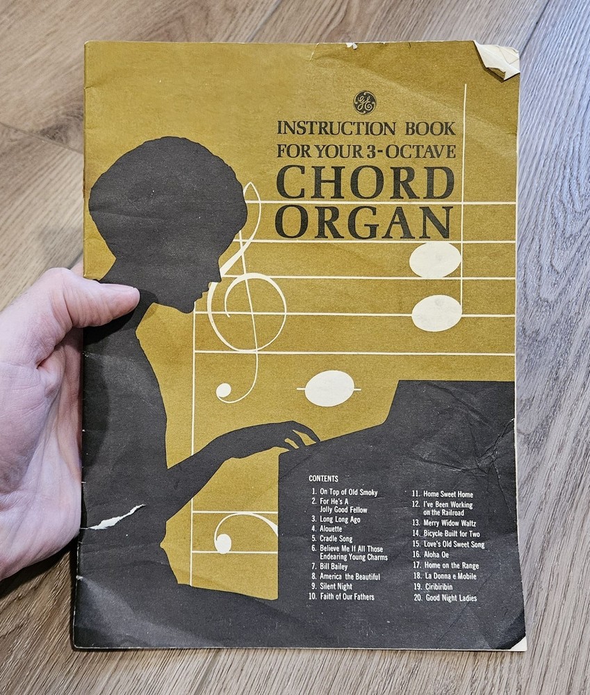 GE Sheet Music Instruction Book for Your 3-Octave Chord Organ 20 Songs