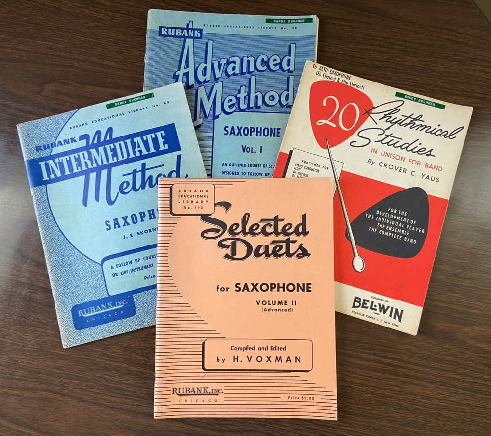 Vtg Lot 4 Saxophone Music Books Rubank Intermediate Advanced Duets Rhythm Band
