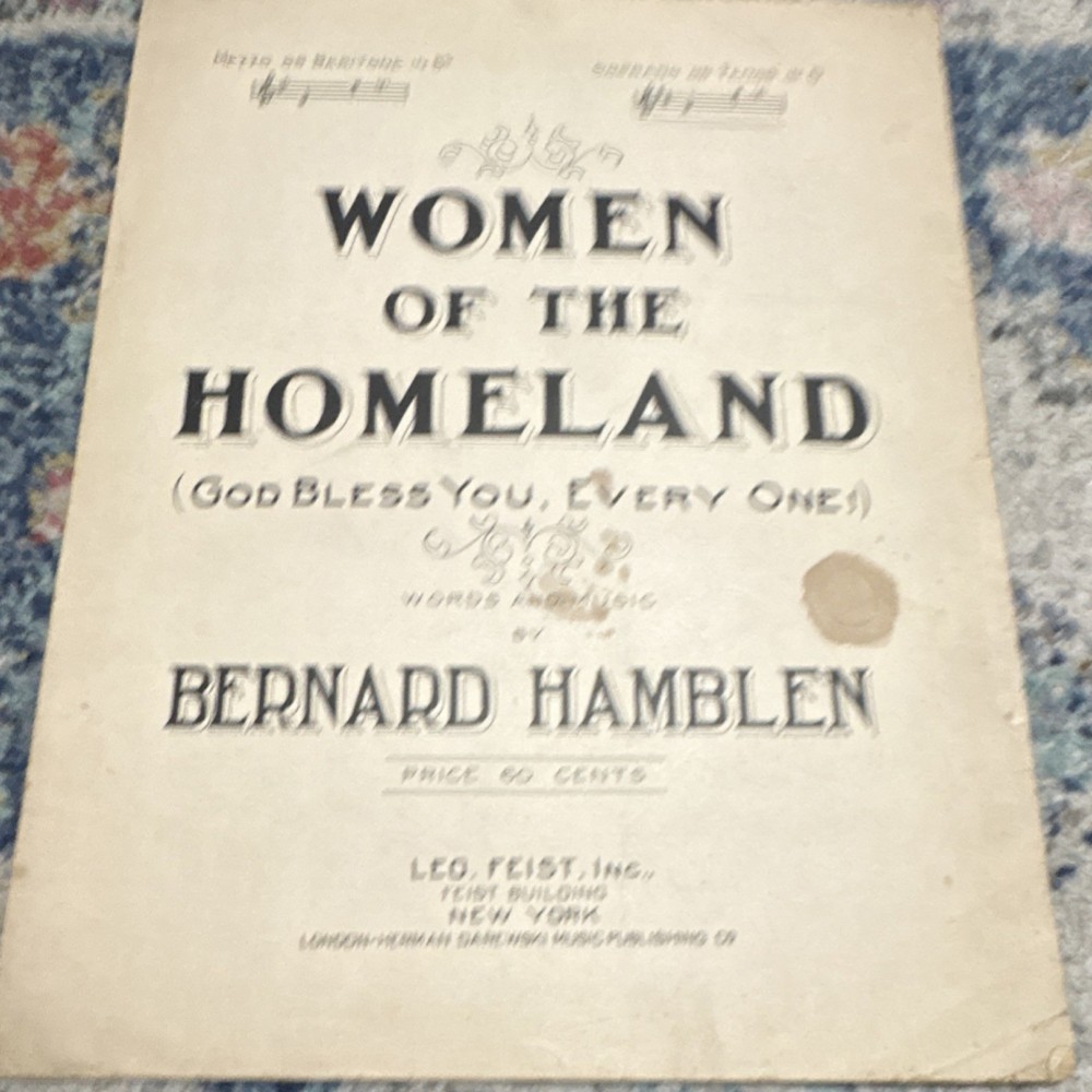 Women of the Homeland Sheet Music Piano Voice Patriotic Leo Feist Inc