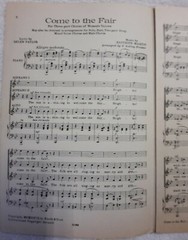 Come To The Fair 1927 Piano Sheet Music 3 PART Choruses Female Voices 10×7 G