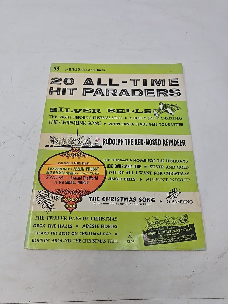 20 ALL TIME HIT PARADERS #58 CHRISTMAS SONGS c/Flat Solos And Duets MUSIC BOOK