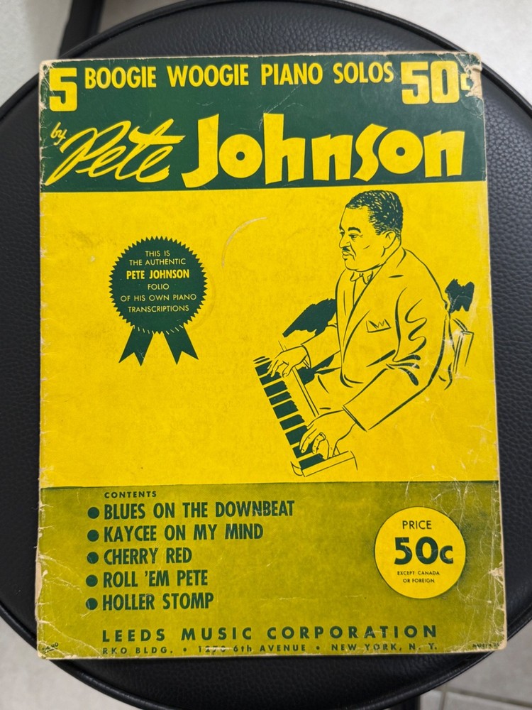 RARE Vtg 1941 5 Boogie Woogie Piano Solos Pete Johnson Sheet Music Book Leeds