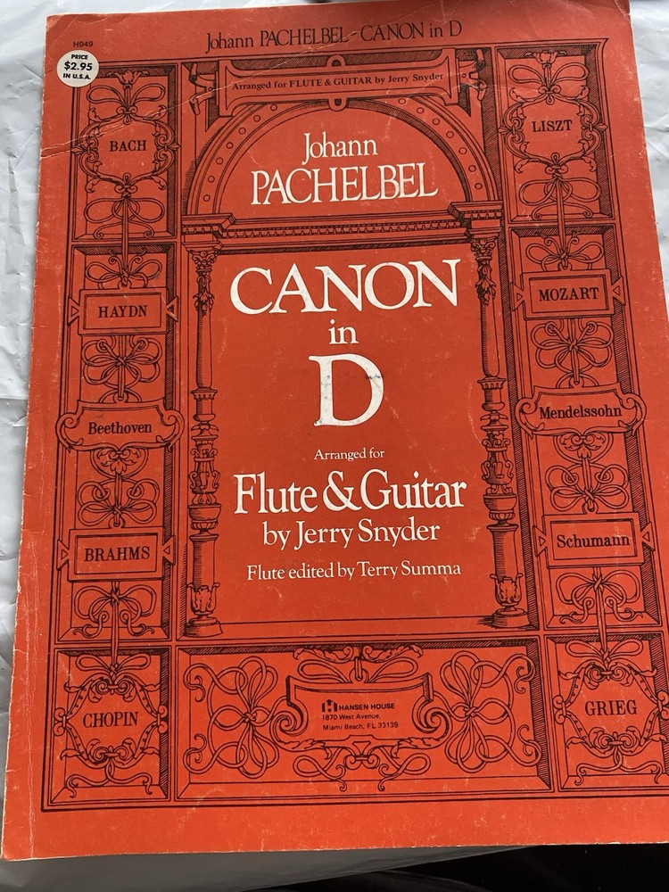 Johann Pachelbel&rsquo;s Canon in D Flute Classical Guitar Song Sheet Music