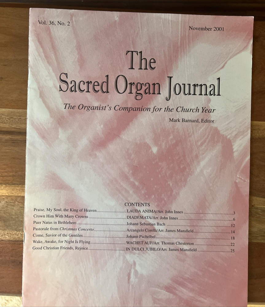 The Sacred Organ Journal, November 2001