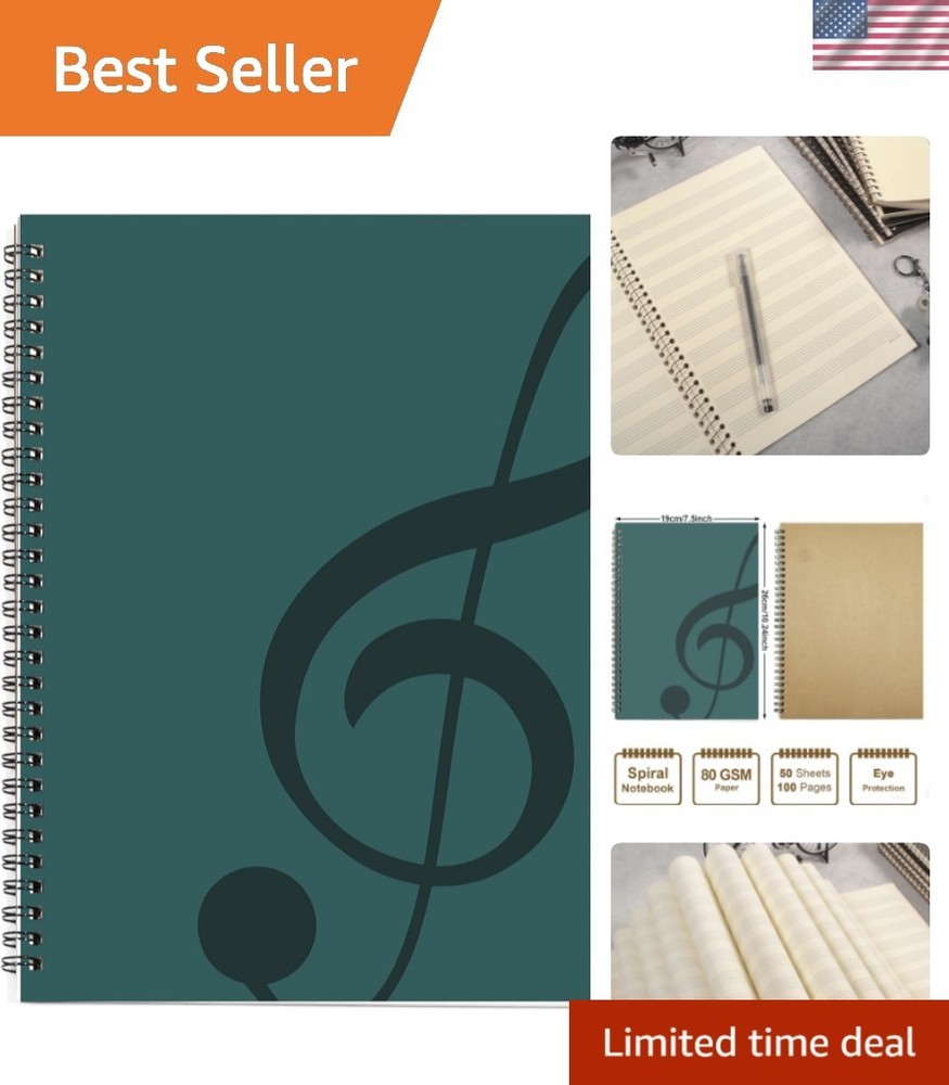 Blank Sheet Music Composition Manuscript Staff Paper Art Music Notebook Black…