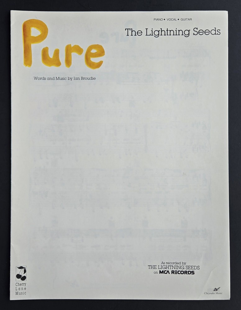 Lightning Seeds Pure Sheet Music Piano Vocal Guitar 1990 Cherry Lane USA SELLER