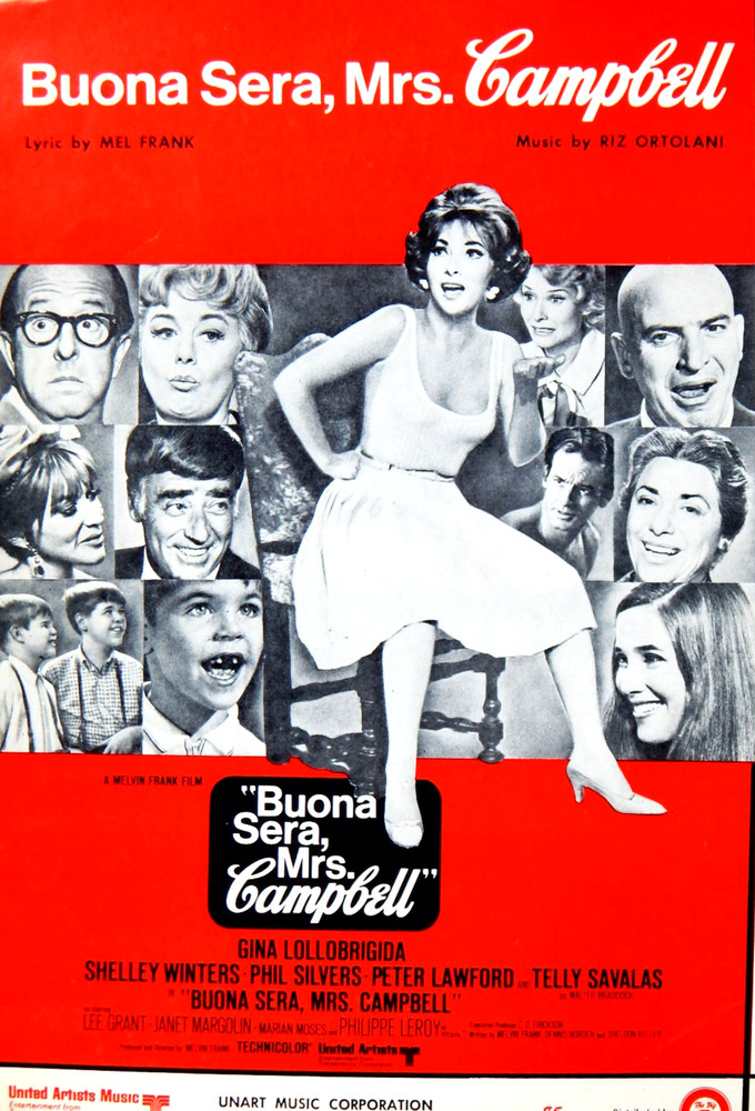 1968 « BUONA SERA, MRS. CAMPBELL » SHEET MUSIC FILM MOVIE GINA LOLLOBRIGIDA COMEDY