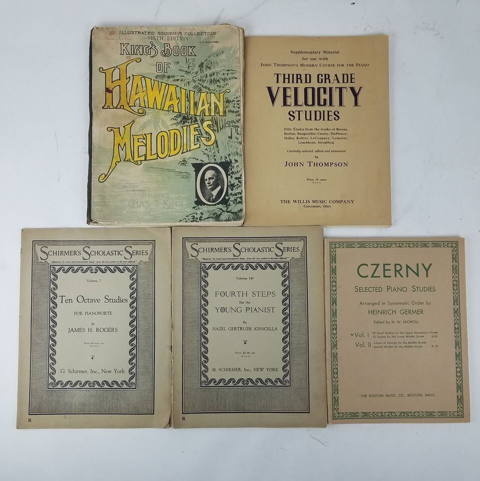 Lot of 5 Pre-War Piano Sheet Music Books Shirmer&rsquo;s Scholastic, Czerny, Velocity