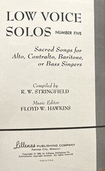 Low Voice Solos No 5 by Stringfield & Hawkins Sheet Music 1961 Paperback