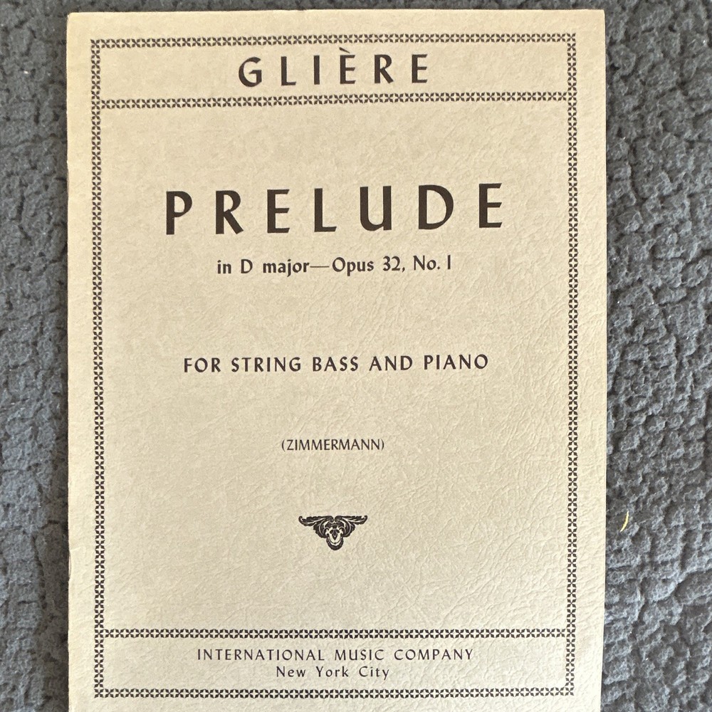 Glière Prelude in D Major Op. 32 No. 1 Sheet Music String Bass & Piano