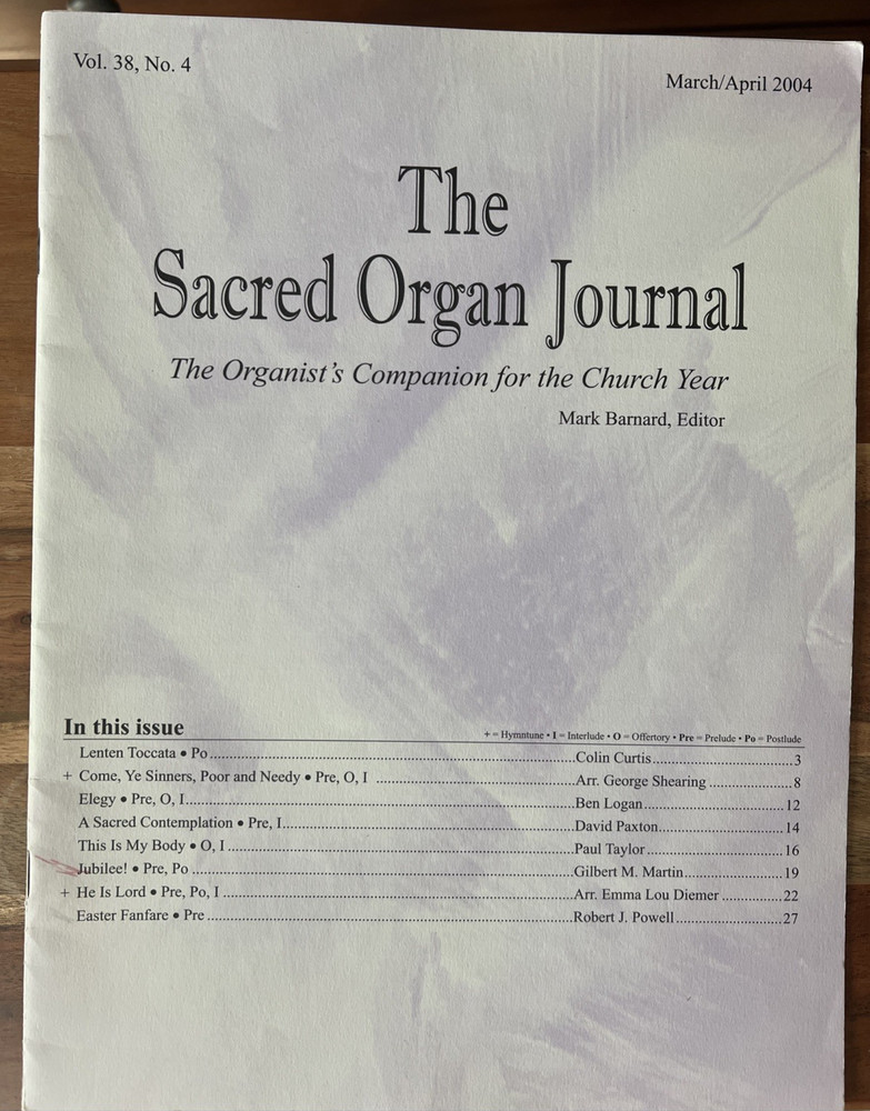 The Sacred Organ Journal, March/April 2004