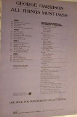 GEORGE HARRISON Songbook ALL THINGS MUST PASS Sheet Music PVG organ POSTER/LYRIC