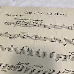 One Fleeting Hour Song by Fuhrmann/Lee Piano Violin Cello Sheet Music Art 1915