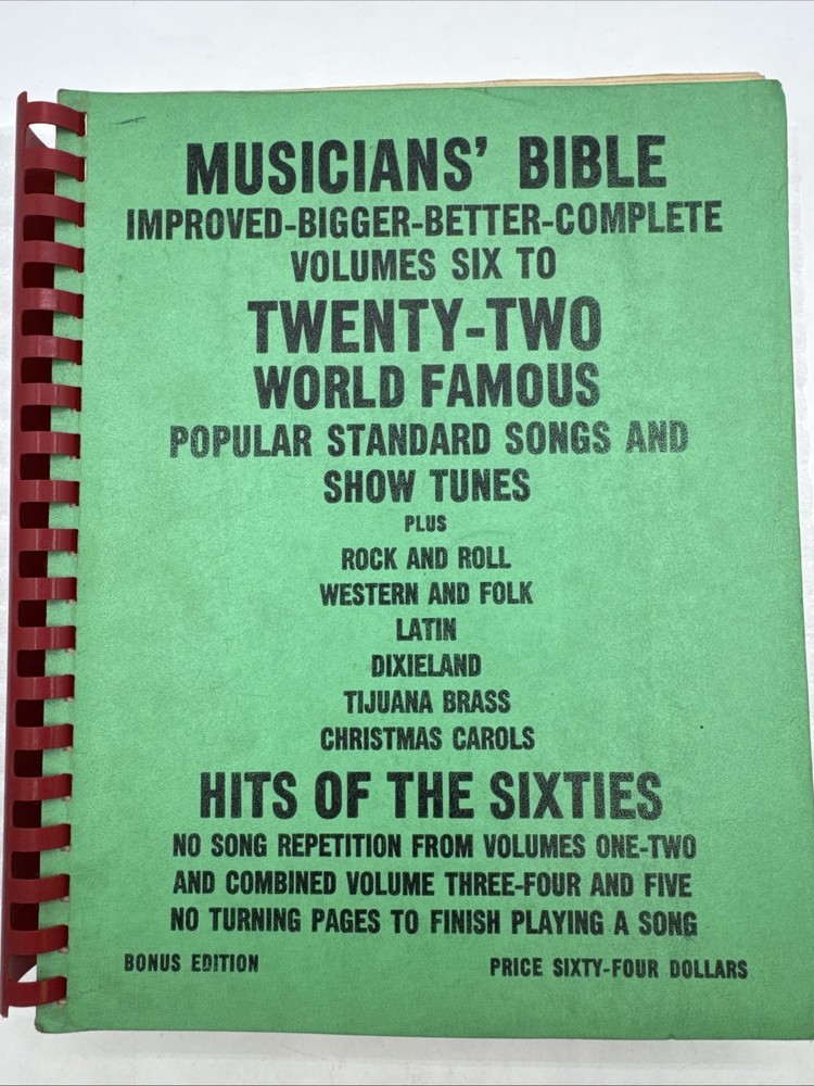 Vintage Large Musicians&rsquo; Bible Hits Of The 60s Sheet Music 100s Popular Songs