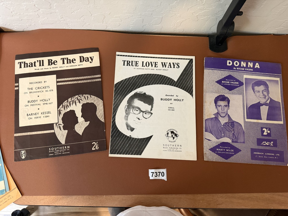 PREMIUM LOT OF 3 SHEET MUSIC BUDDY HOLLY RITCHIE VALENS-7370