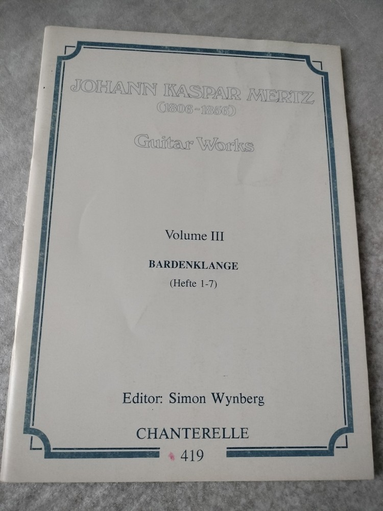 Johann Kaspar Mertz Bardenklange Classical Guitar Sheet Music Solos