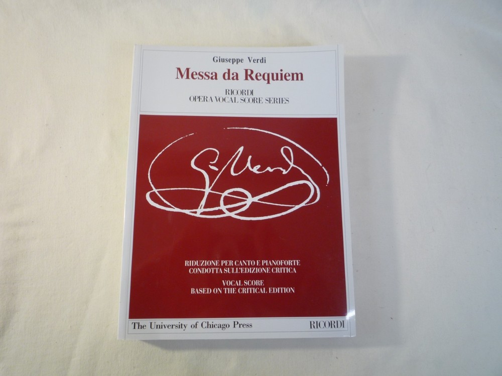 Verdi Messa da Requiem Ricordi Opera Vocal Score Series Piano Voice 1996