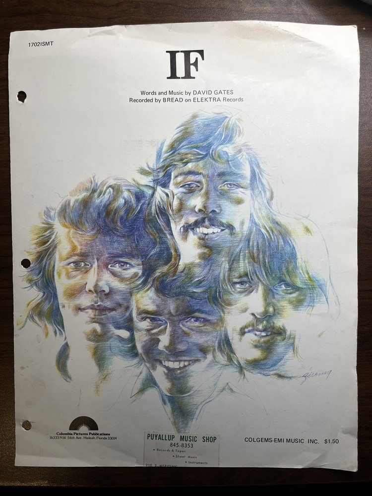 Worlds And Music David Gates Colgems EMI Music Inc Sheet Music Vintage