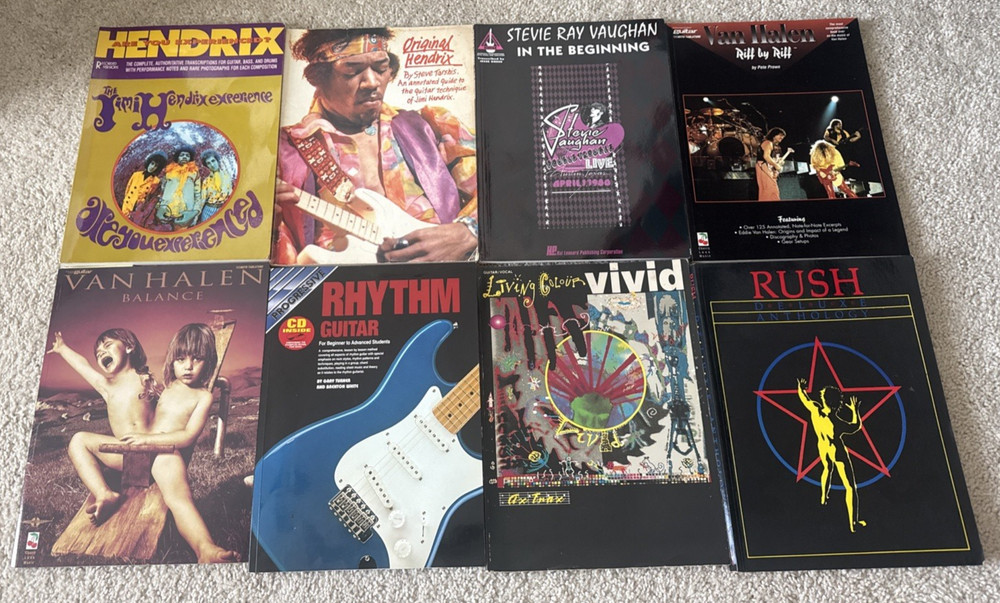 Guitar Music Books-Jimi Hendrix Rush Van Halen Stevie Ray Vaughan Living Colour