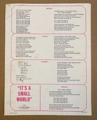 Vintage WALT DISNEY 1963 Sheet Music Institute IT&rsquo;S A SMALL WORLD 4 languages