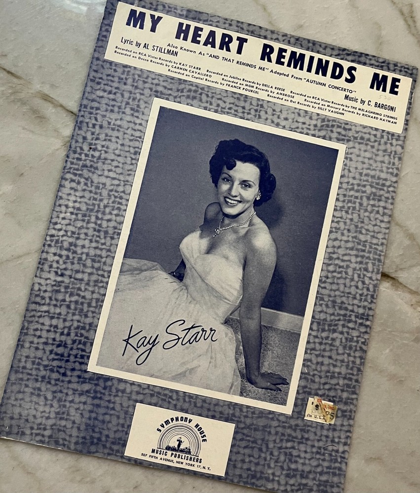 1957, My Heart Reminds Me, Kay Starr, Al Stillman, Vintage, Sheet Music