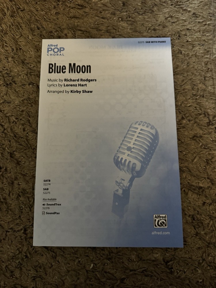 Blue Moon SAB With Piano Alfred Pop Choral Print Octavo Sheet Music