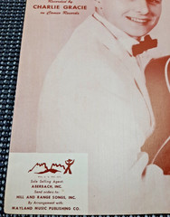Charlie Gracie Butterfly 1957 Sheet Music Anthony September Rockabilly Piano VTG