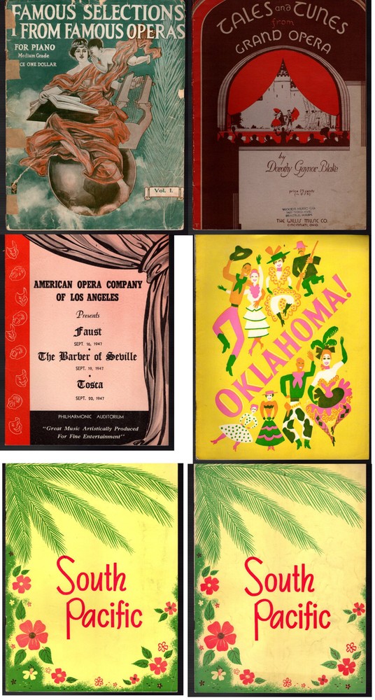 6 Antique & Vintage OPERA Music Books & BROADWAY SHOW TUNES Playbills