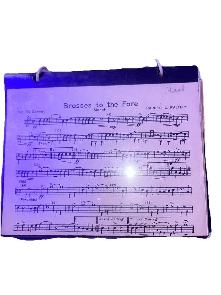 Vintage 1stB Flat Cornet Sheet Music In Plastifold Music Holder Multiple Songs