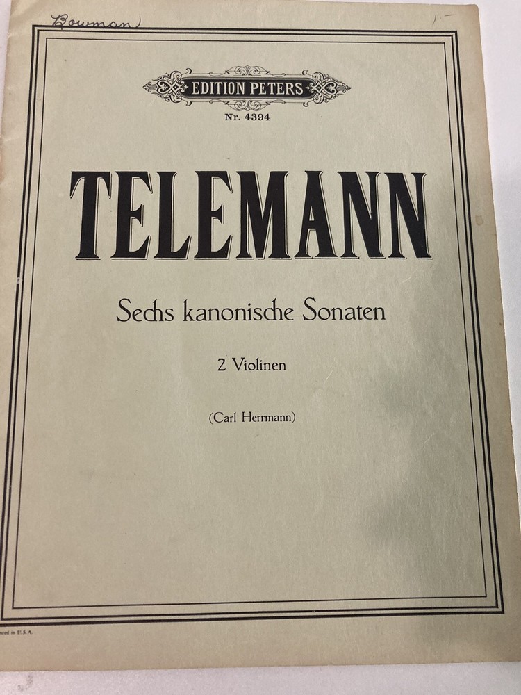 Telemann Sechs Kanonische Sonaten 2 Violinen Edition Peters Nr 4394
