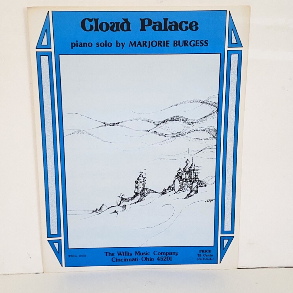 Vintage 1981 Cloud Palace Piano Solo Sheet Music by Marjorie Burgess
