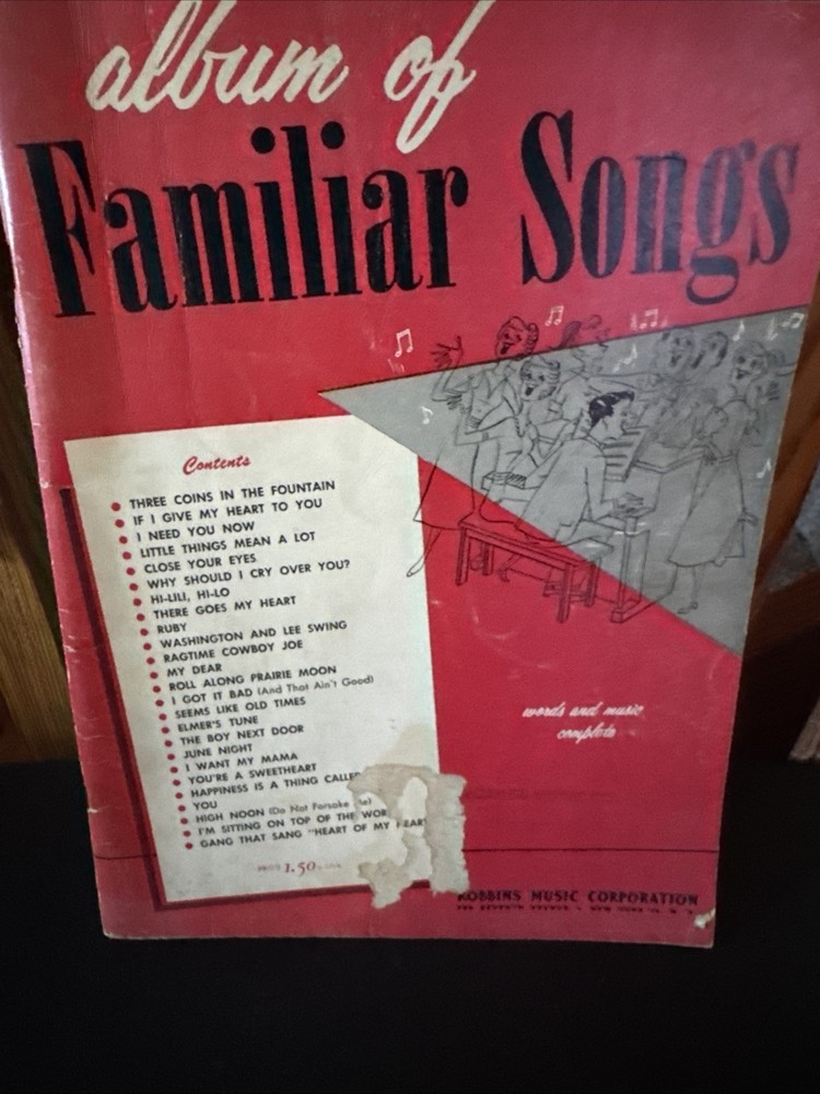 Album of Familiar Songs Songbook Sheet Music & Words Robbins Music, 1955