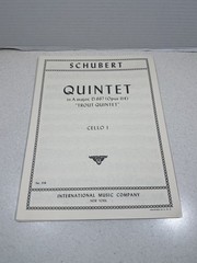 Schubert Quintet In “A” Major D. 667 Opus 114 “Trout Quintet” Piano,Violin Etc