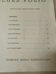1941 Folio W.C.Handy Blues Folio. 7 Tunes
