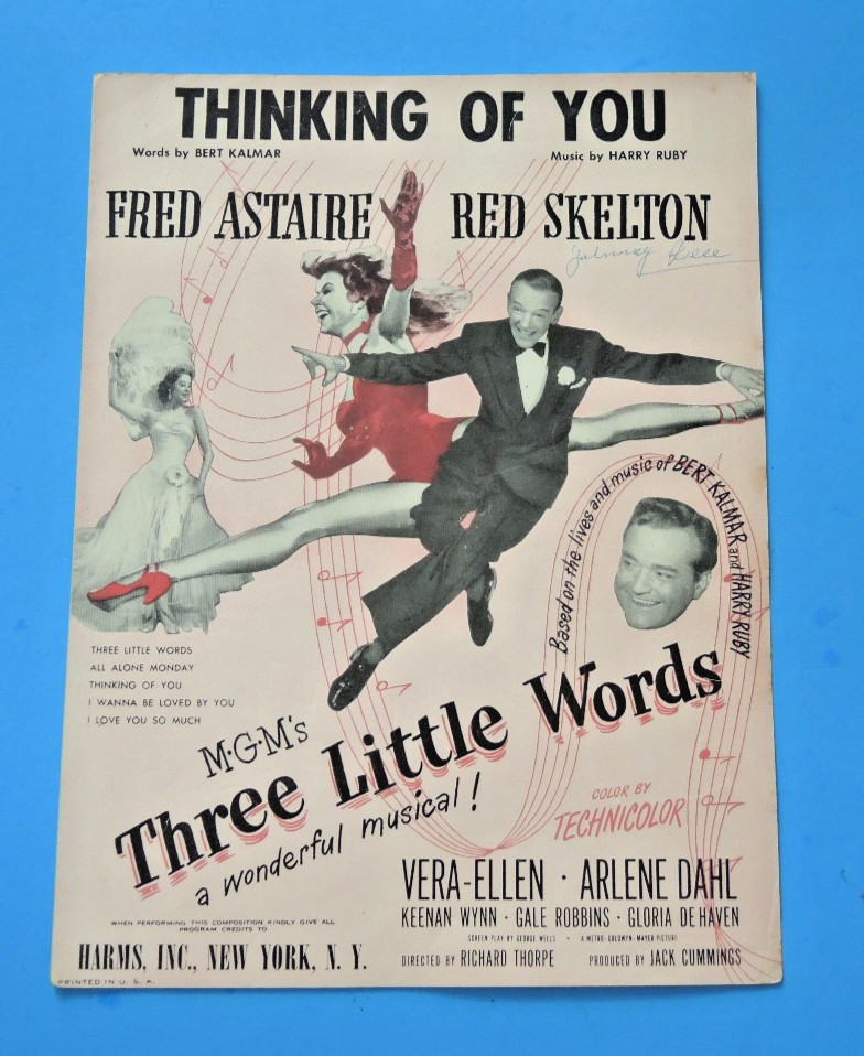 Vintage Sheet Music &lsquo;Thinking of you&rsquo; Fred Astaire Red Skelton Piano Vocal Uke