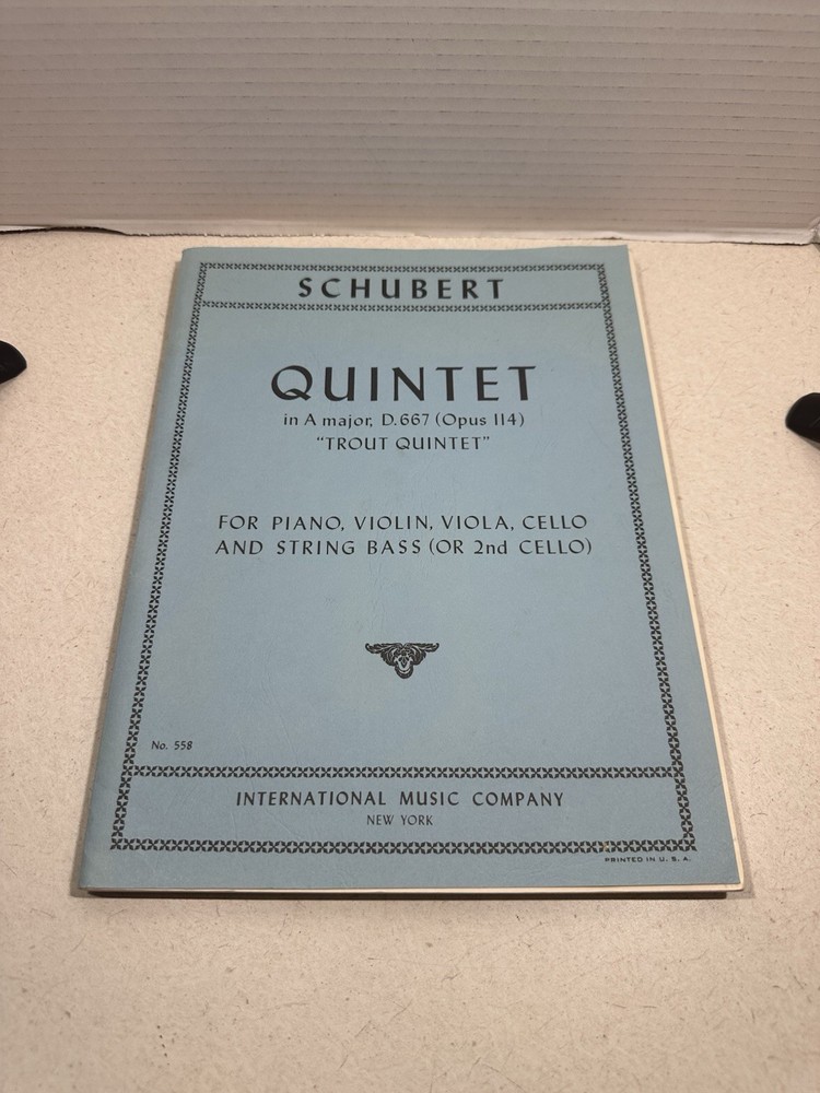 Schubert Quintet In “A” Major D. 667 Opus 114 “Trout Quintet” Piano,Violin Etc