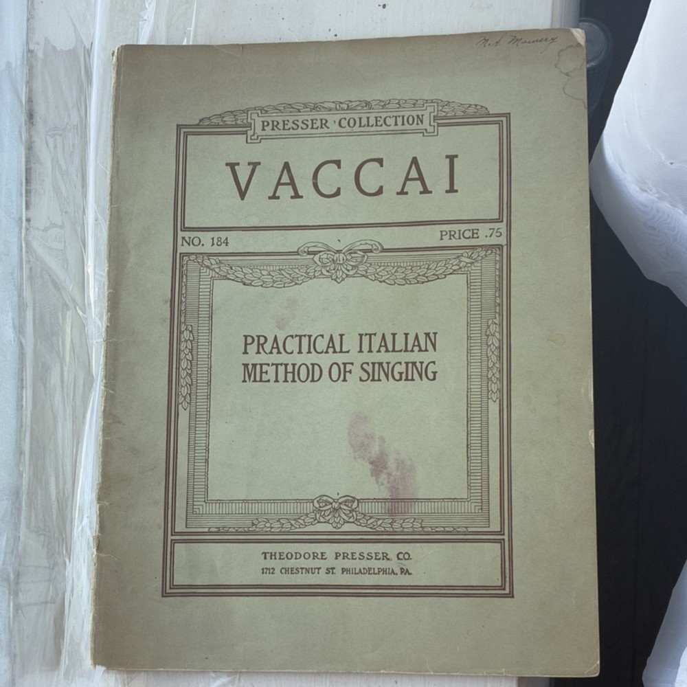 Theodore Presser Co. Sheet Music Voice Classical Solo Vaccai Collection 184