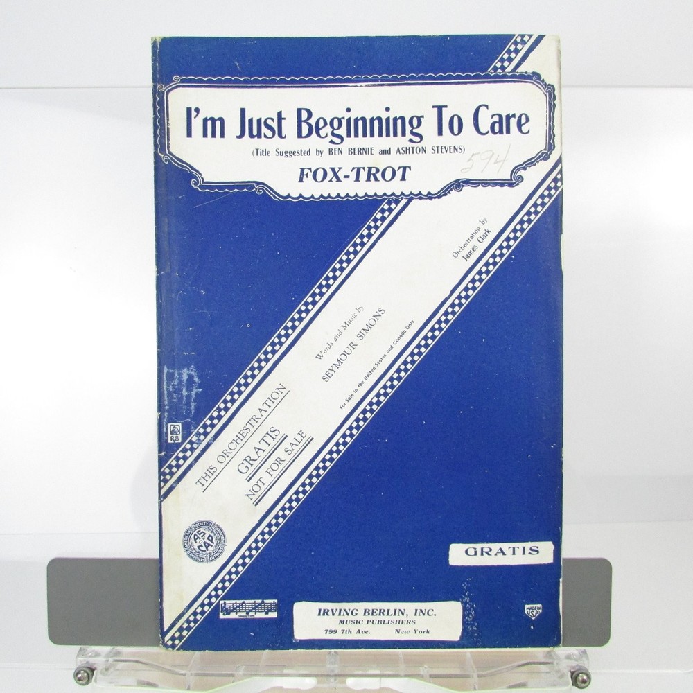 I&rsquo;m Just Beginning To Care Sheet Music FOX-TROT Simons Guitar 1936