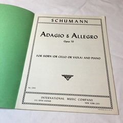 SCHUMANN: ADAGIO & ALLEGRO Opus 70 for Viola and Piano, Sheet Music c1952
