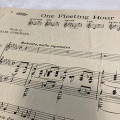 One Fleeting Hour Song by Fuhrmann/Lee Piano Violin Cello Sheet Music Art 1915