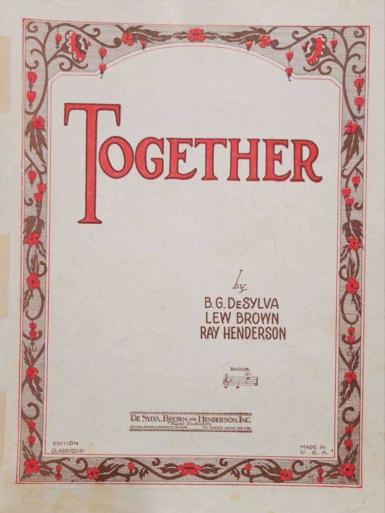 TOGETHER Piano Sheet Music, Uke Tabs & Lyrics 1928