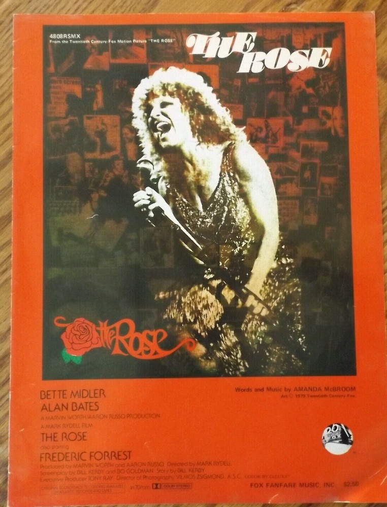 THE ROSE Bette Midler 20th Century Fox Movie 1979 Original Sheet Music Alan Bate