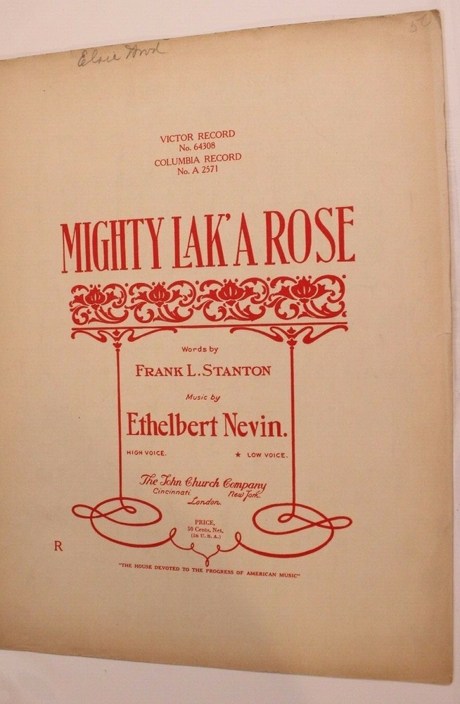 Mighty Laka Rose Sheet Music Frank L Stanton 1901