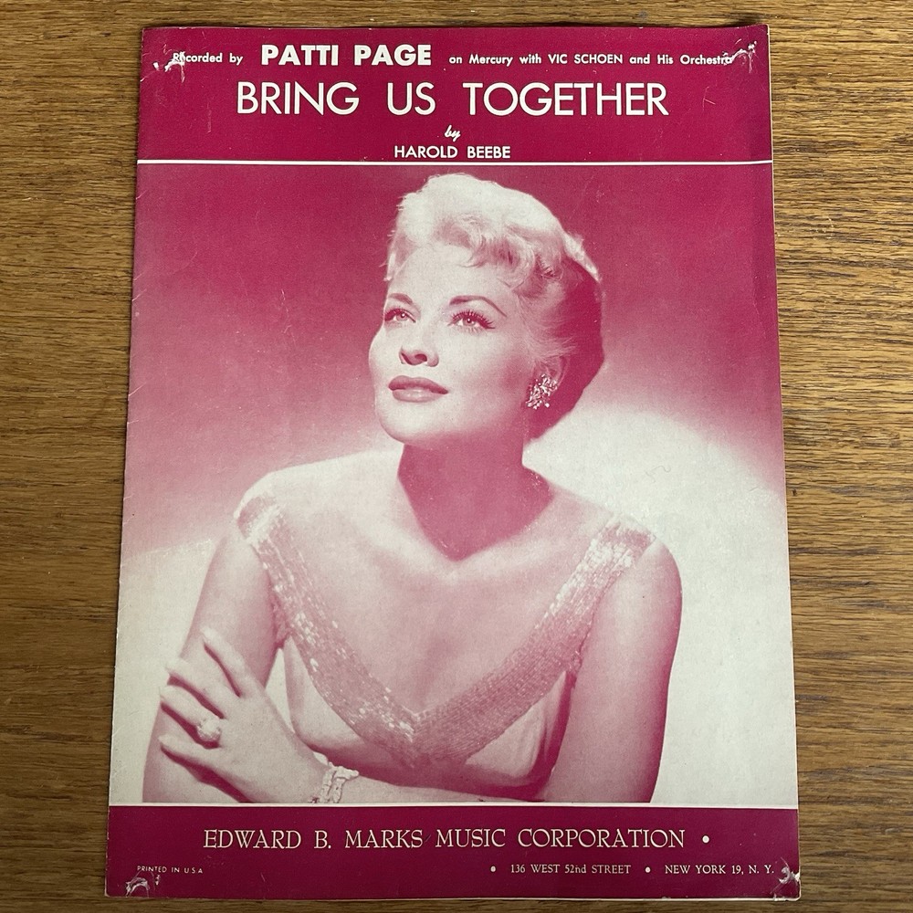 Bring Us Together sheet music~Patti Page~1958~Vic Schoen~Harold Beebe~ukelele