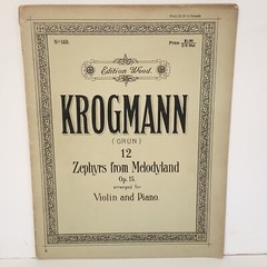 1901 Krogmann 12 Zephyrs From Melodyland Violin & Piano Sheet Music Songbook