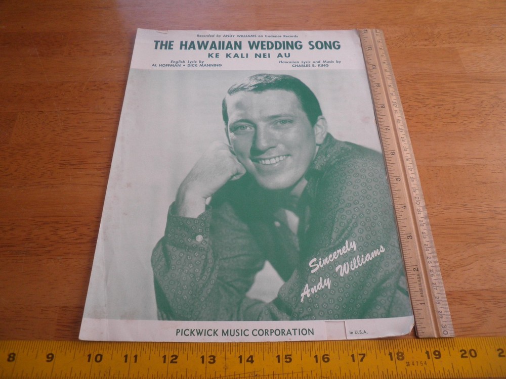 1976 Andy Williams Aloha Hawaiian Wedding Song photo sheet music Ke Laki Nei Au