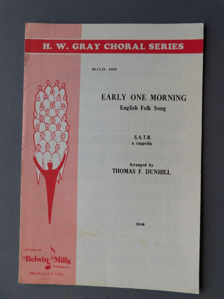 Early One Morning – sheet music SATB Vocal a Cappella – T Dunhill- English Folk