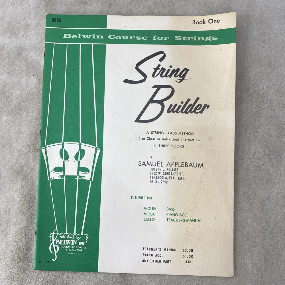 Bass – Belwin Course for Strings Builder String Class Method Book ONE Applebaum
