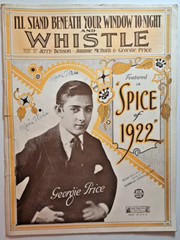 Music Sheet ILL STAND BENEATH YOUR WINDOW TONIGHT & WHISTLE © 1922 Georgie Price